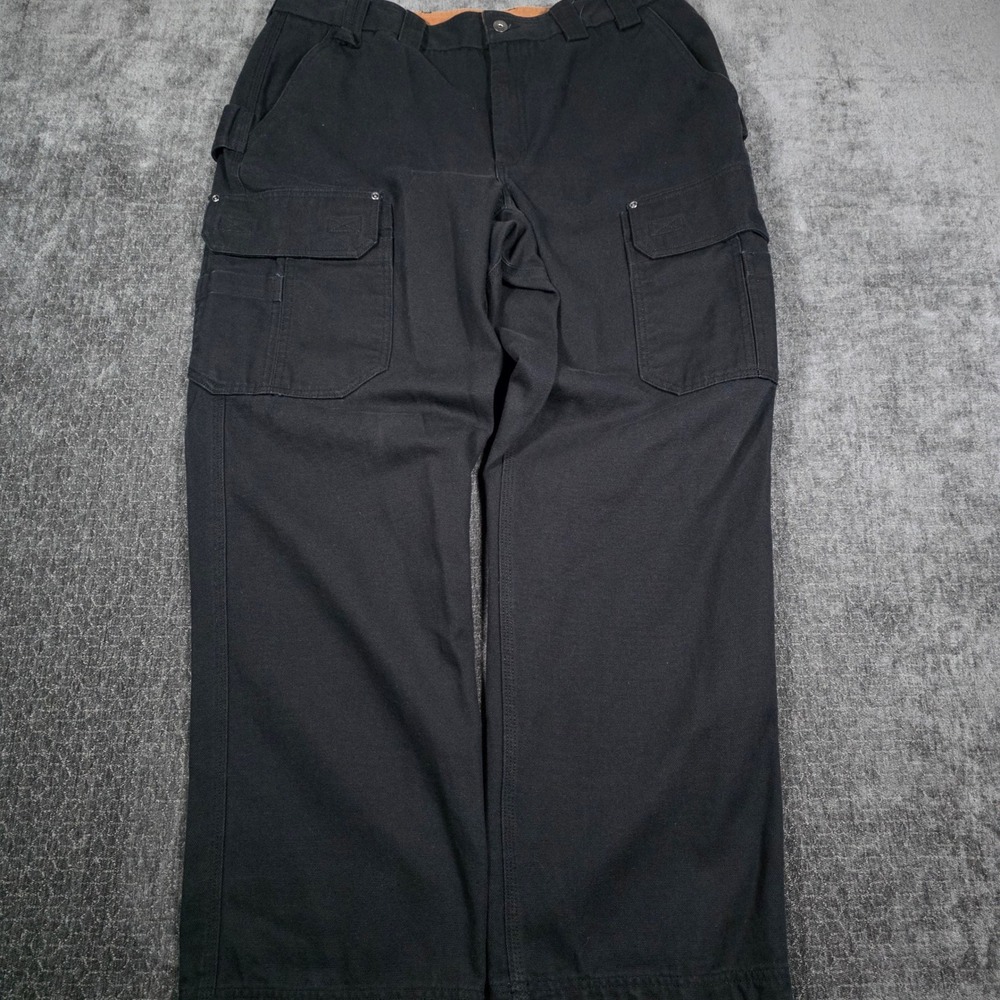 Duluth Trading Co Fire Hose Cargo Work Pants Mens 38x32 Black Relaxed Fit Cotton